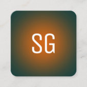 Zachte pot - Initialen - Sinaasappel op donkergroe Vierkante Visitekaartje (Voorkant)