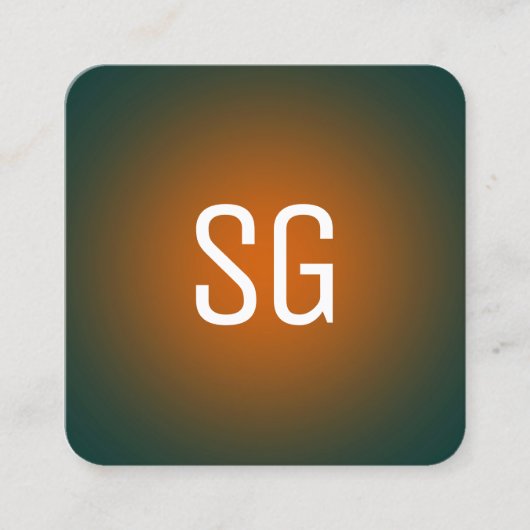 Zachte pot - Initialen - Sinaasappel op donkergroe Vierkante Visitekaartje (Voorkant)