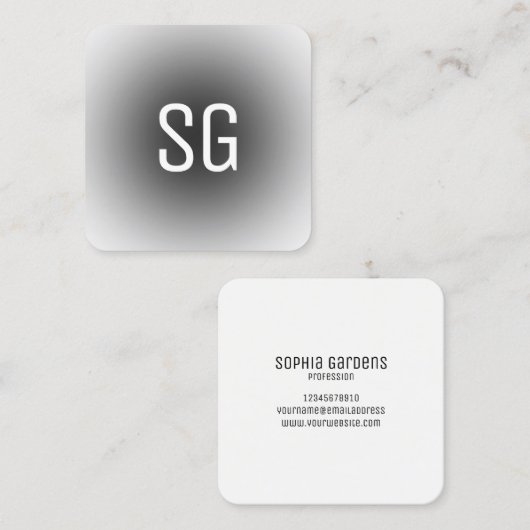 Zachte pot - Initialen - zwart Vierkante Visitekaartje (Voorkant / Achterkant)