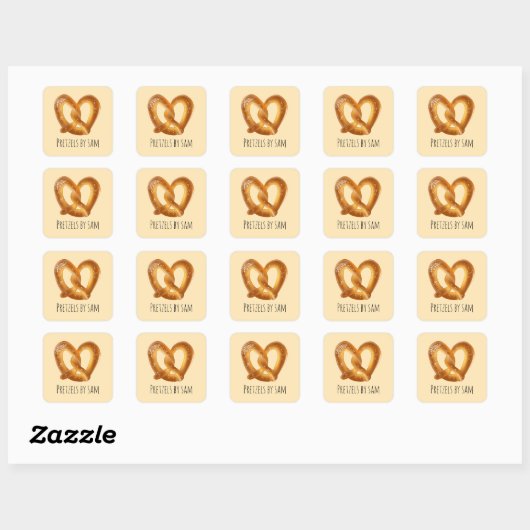 Zachte pretzel met zout vierkante sticker (Vel)