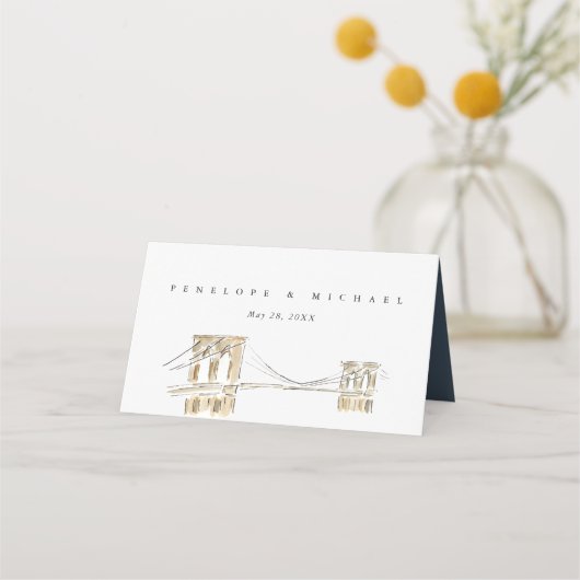 Zachte Pretzel New York City bruiloft gevouwen Plaatskaartje (Achterkant)