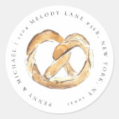 Zachte Pretzel Waterverf retouradres Ronde Sticker (Voorkant)