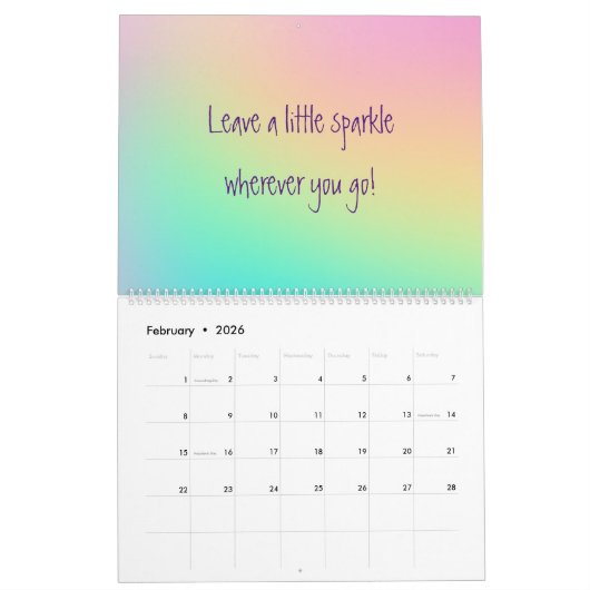 Zachte prismatische regenbooggradiënt Inspirerend Kalender (Feb 2026)