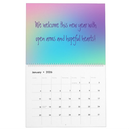 Zachte prismatische regenbooggradiënt Inspirerend  Kalender (Jan 2026)