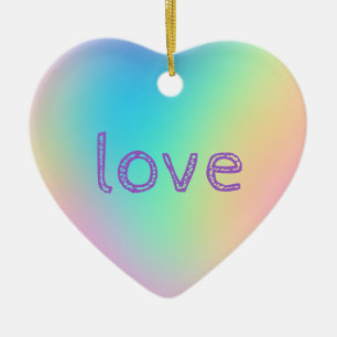Zachte prismatische regenbooggradiënt "LOVE" Keramisch Ornament