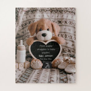 Zachte puppy hondenliefhebbers zwangerschapsaankon legpuzzel