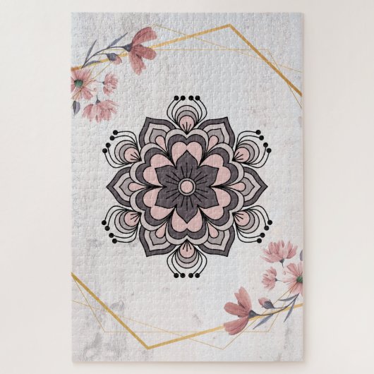 Zachte Rangoli-gloed – Vredig botanisch patroon Legpuzzel (Verticaal)
