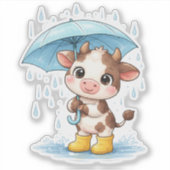 Zachte Regenachtige Koe Custom-Cut Vinyl Sticker (Voorkant)