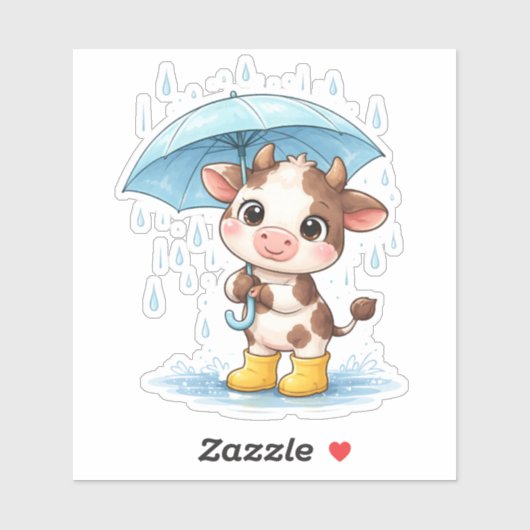 Zachte Regenachtige Koe Custom-Cut Vinyl Sticker (Vel)