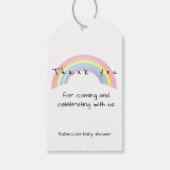 Zachte regenboog Baby shower "Dank u" Cadeaulabel (Voorkant)
