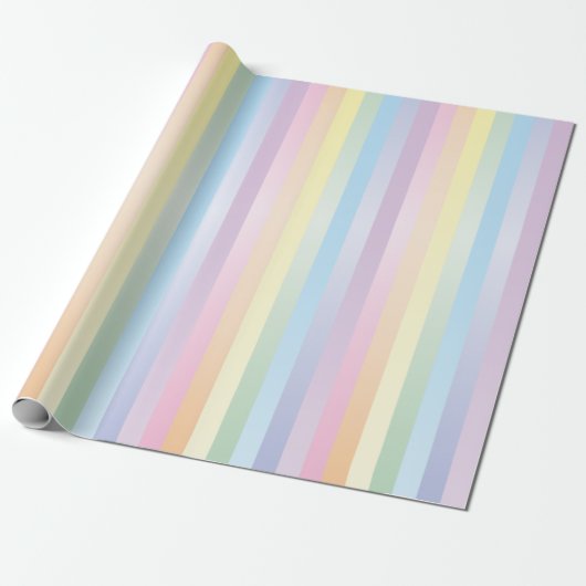 Zachte regenboog cadeaupapier (Uitgerold)