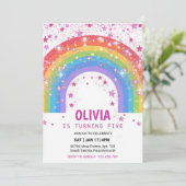 Zachte regenboog glitterspikkels ster feestje kaart (Staand voorkant)