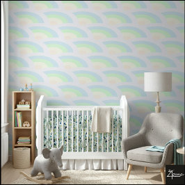 Zachte regenboog golven Pastel Behang