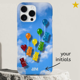 Zachte Regenboog Gummi Beer Ballon Met Eigen Naam iPhone 16 Pro Max Hoesje