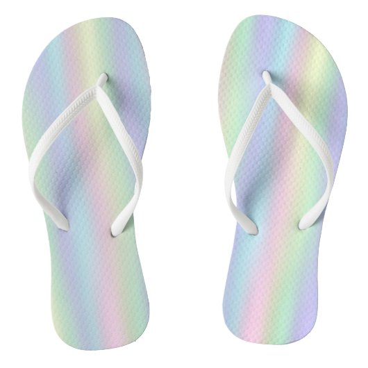 zachte regenboog holografische pastel teenslippers (Voetbed)