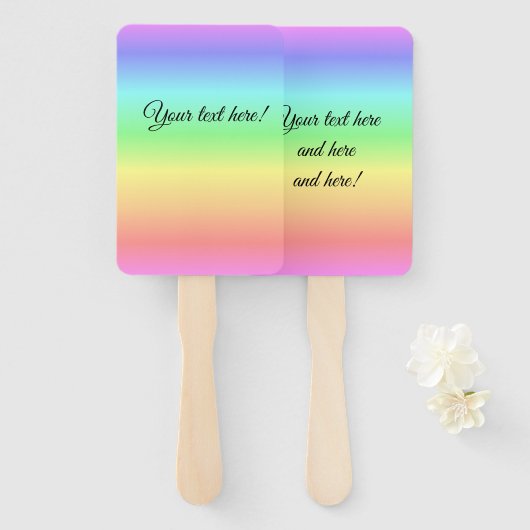 Zachte regenboogkleuren op een set handwaaiers handwaaier (Voorkant en achterkant)