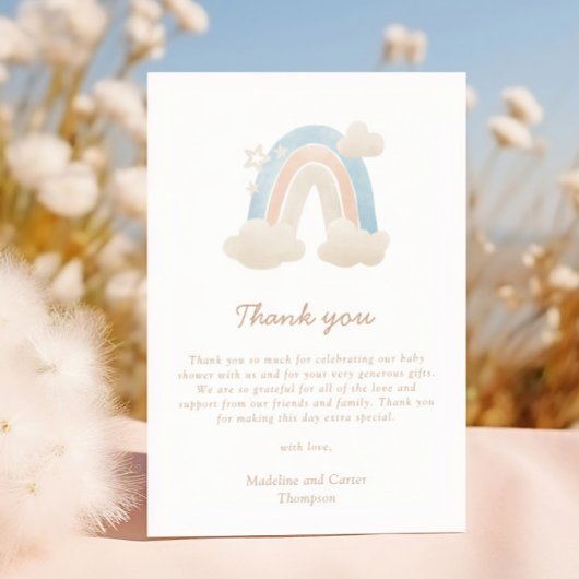 Zachte Regenboogwolk Baby Shower Erkentelijkheidsb Bedankkaart