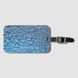 Zachte regendruppels op blauw glas bagagelabel