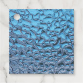 Zachte regendruppels op blauw glas bedankjes labels (Voorkant)