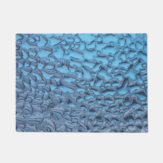 Zachte regendruppels op blauw glas deurmat (Voorkant)