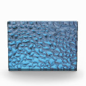 Zachte regendruppels op blauw glas fotoblokken (Voorkant)