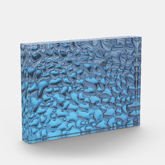 Zachte regendruppels op blauw glas fotoblokken (Links)