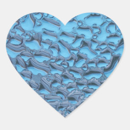 Zachte regendruppels op blauw glas hart sticker