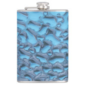 Zachte regendruppels op blauw glas heupfles (Voorkant)