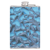 Zachte regendruppels op blauw glas heupfles (Achterkant)