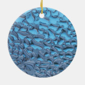 Zachte regendruppels op blauw glas keramisch ornament (Achterkant)