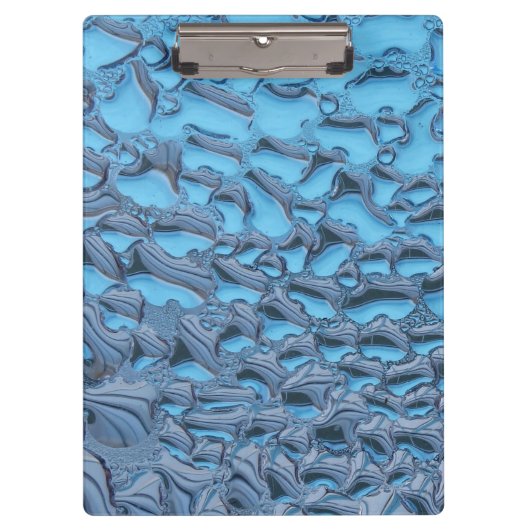 Zachte regendruppels op blauw glas klembord (Voorkant)