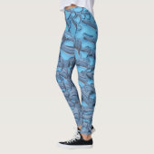 Zachte regendruppels op blauw glas leggings (Links)