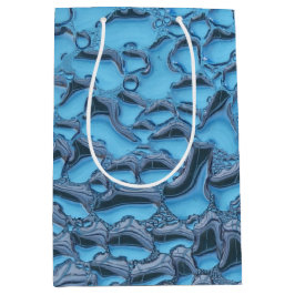 Zachte regendruppels op blauw glas medium cadeauzakje