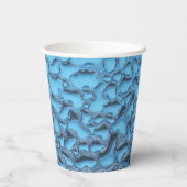 Zachte regendruppels op blauw glas papieren bekers (Achterkant)