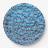 Zachte regendruppels op blauw glas papieren bordje (Voorkant)