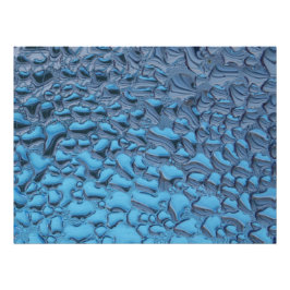 Zachte regendruppels op blauw glas perfect poster