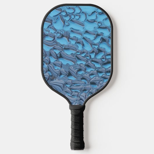 Zachte regendruppels op blauw glas pickleball paddle (Voorkant)