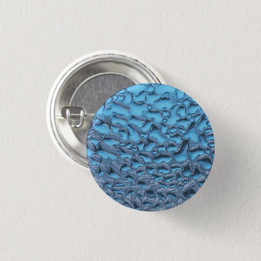 Zachte regendruppels op blauw glas ronde button 3,2 cm (Voorkant /achterkant)