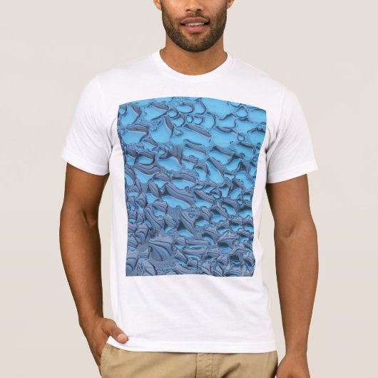 Zachte regendruppels op blauw glas t-shirt (Voorkant)