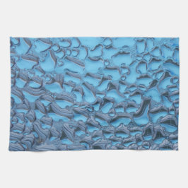 Zachte regendruppels op blauw glas theedoek