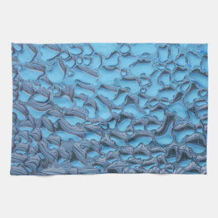 Zachte regendruppels op blauw glas theedoek
