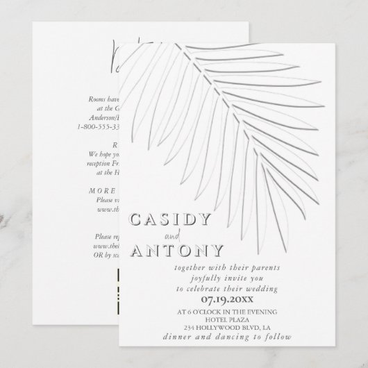 Zachte reliëf palmblad tropisch alles in één kaart (Voorkant / Achterkant)