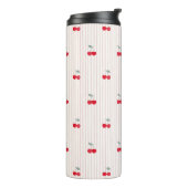 Zachte Retro Kersenpatroon Hart Glazuur Thermosbeker (Gedraaid links)