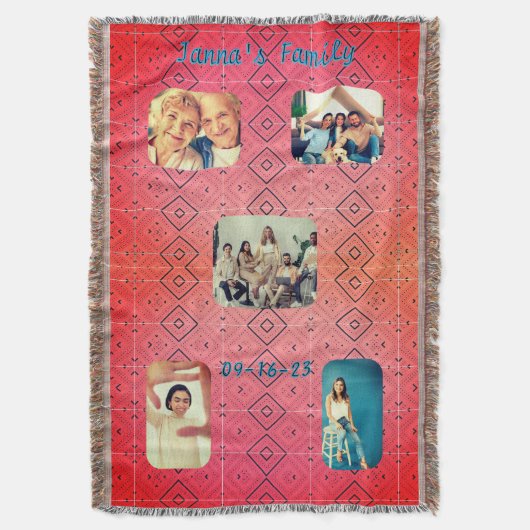 Zachte Retro Rode Diamant Patroon Foto Deken (Voorkant Verticaal)