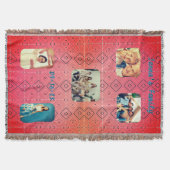 Zachte Retro Rode Diamant Patroon Foto Deken (Voorkant)