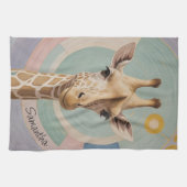 Zachte reus: Pastel Giraffe Theedoek (Horizontaal)