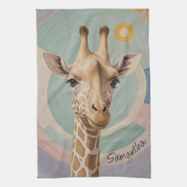 Zachte reus: Pastel Giraffe Theedoek