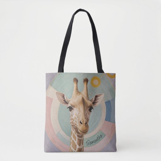 Zachte reus: Pastel Giraffe Tote Bag (Voorkant)