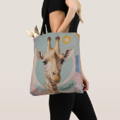 Zachte reus: Pastel Giraffe Tote Bag (Dichtbij)