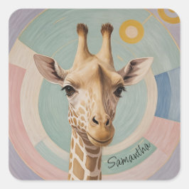Zachte reus: Pastel Giraffe Vierkante Sticker